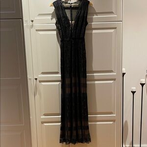 Tadashi Shoji Black Sheer Lace Maxi Dress